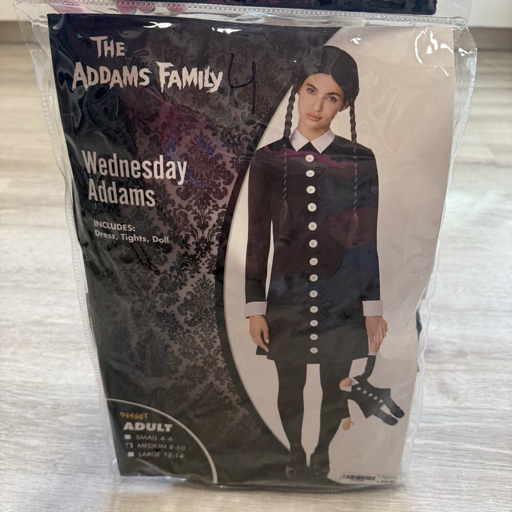 The Addams Family Wednesday Adult M Costume CROSSBODY BAG W/ DOLL HTF